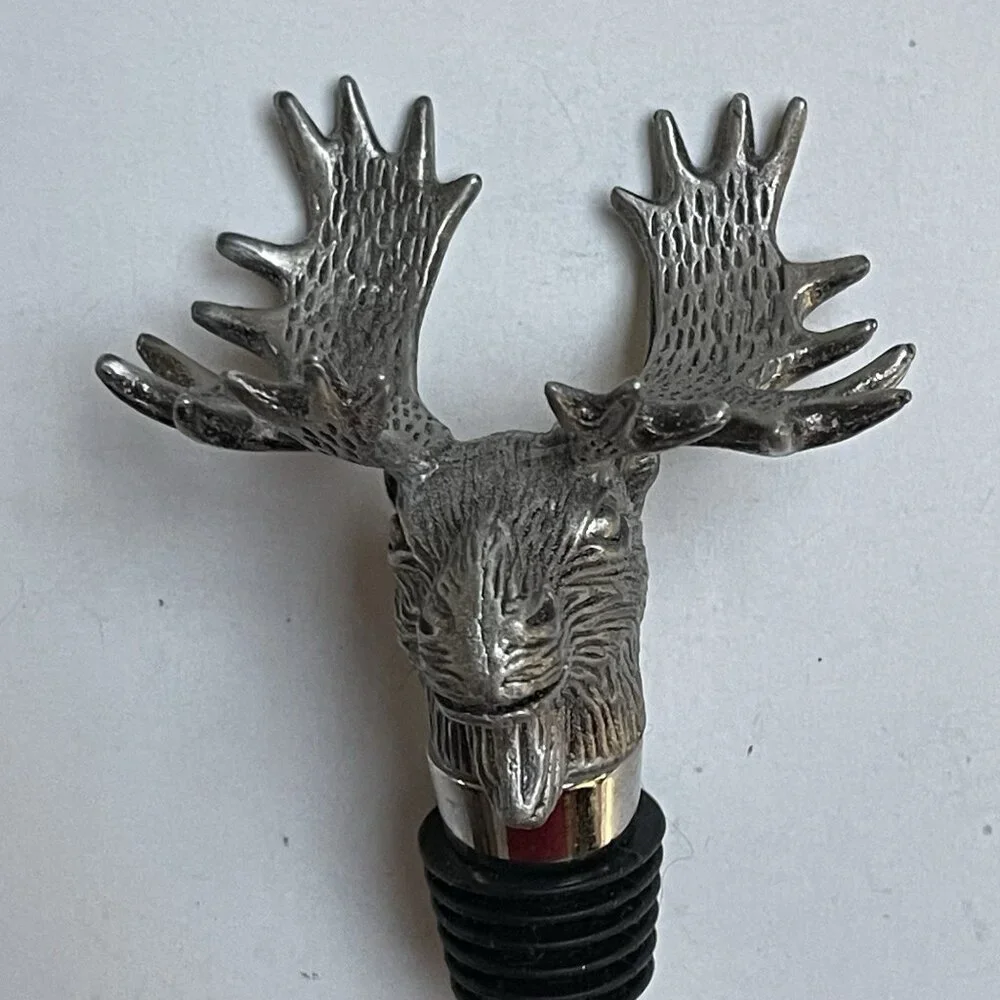 Stag Deer Reindeer Bottle Stopper Metal Stainless Steel‎ or Pewter Decor